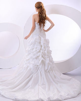 Seksowny głęboki wiersz szyjki sukienki ślubne z długim ogonem sukienki ślubne