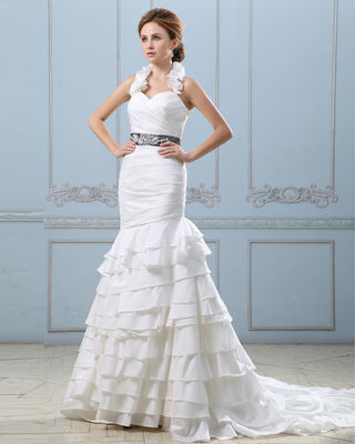 Seksowna, otwarta, złożona suknia ślubna z pasem, opuszczony pas suknie ślubne kobiety