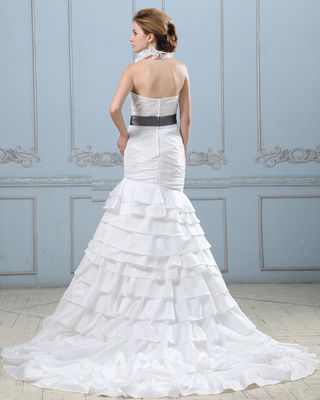 Seksowna, otwarta, złożona suknia ślubna z pasem, opuszczony pas suknie ślubne kobiety