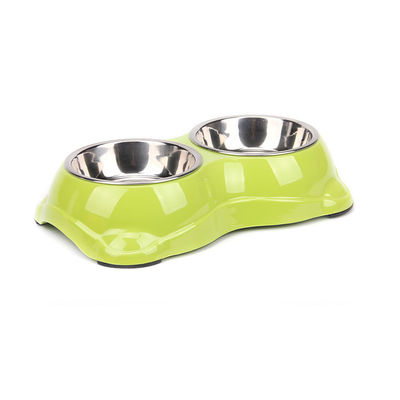 Anti-Skip Silicone Pet Bowl z podwójną miską ze stali nierdzewnej