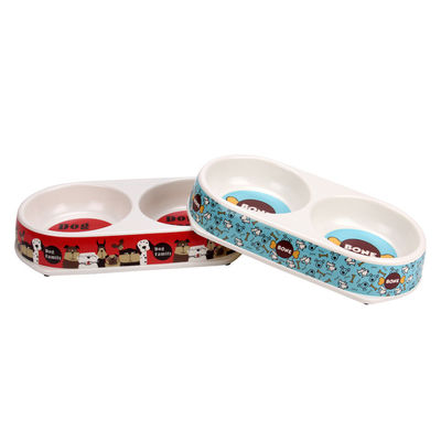 Podwójna miska z melaminą do karmienia psów i kotów