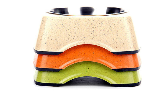 Dobrej jakości bambusowa i stali nierdzewnej czysta naturalna miska do karmienia zwierząt domowych i kotów i psów